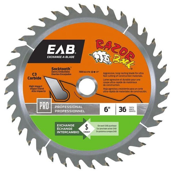 Razor Back 6 in. x 36 Teeth Finishing Professional Recyclable Exchangeable Saw Blade 1016122 - main